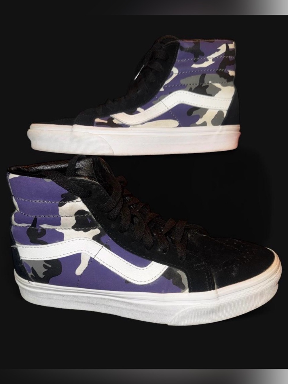 Vans High-Top Camo Skate Sneakers - Purple/Black/White
